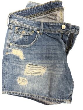 H&M Light Blue Distressed Men's Denim Shorts